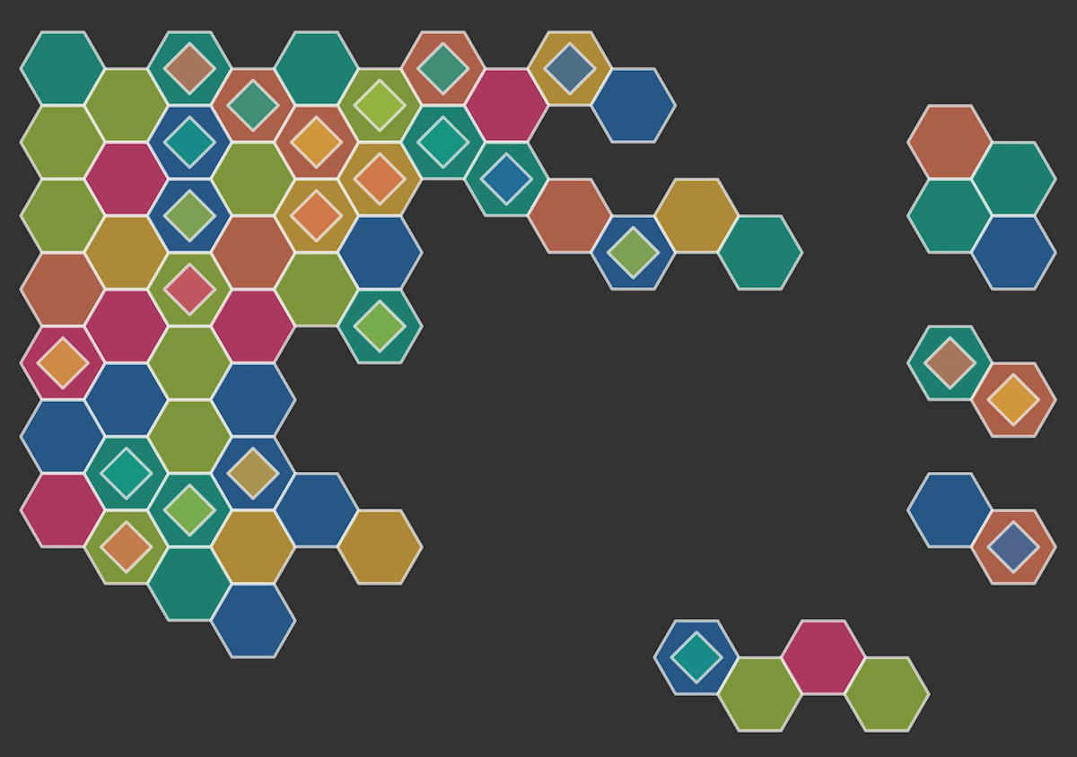 An image of colorful hexagons and diamonds in a tessellated pattern