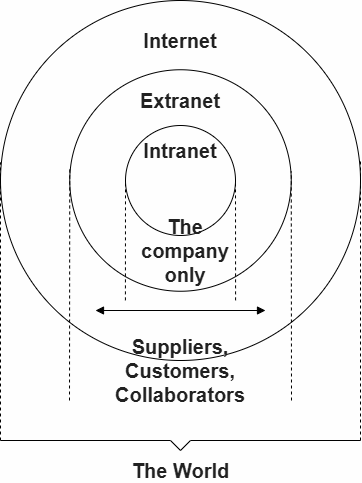 Graphical Representation of how Extranet and Intranet work