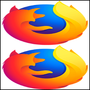 引き伸ばされた新しい Firefox のロゴ