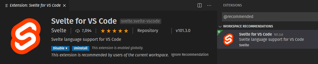 Svelte for VS Code 扩展信息